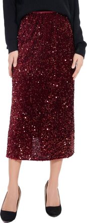 Le Lis Blanc Deux Sequin Bias Maxi Skirt In Burgundy