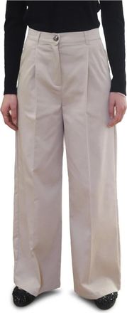 Emme Di Marella Wijde satijnen broek - Dames - Wijde Broeken - Beige - S - Satijn - Broeken