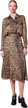 BERENICE Rok Jalia | Vloeiende rok op middellange lengte met luipaardprint - Dames - Casual kleedjes - Veelkleurig - S - Kleedjes
