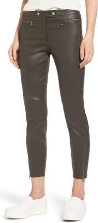 Nordstrom Stretch Leather Biker Pants in Olive Sarma at Nordstrom Rack, Size 14