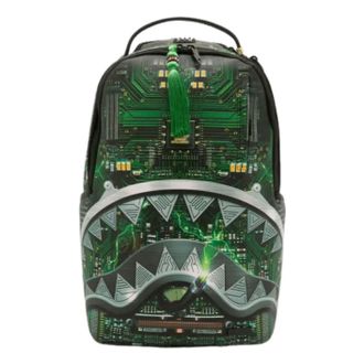 Sprayground Ai Motherboard Sawtooth Shark Backpack Black Green G6837-71