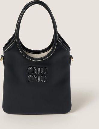 Miu Miu Ivy Leather Handbag, Woman, Black