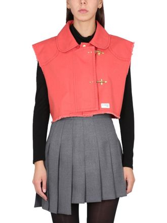 Fay Red Solid Shirt Collar Jacket