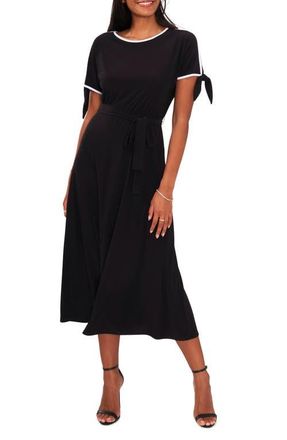 Chaus Tie Sleeve Midi Dress in Black/white at Nordstrom, Size Medium