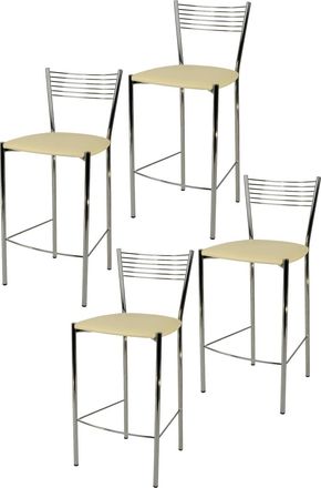 Tommychairs Tommychairs 4 Taburetes Elegance Acero Cromado Asiento Polipiel Arena