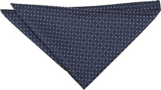 DQT Mens Geometric Pin Dot Handkerchief Pocket Square | Navy & White