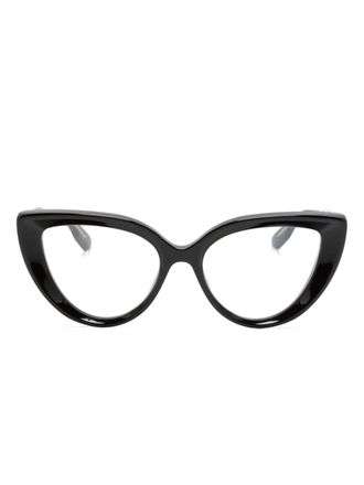 Gucci logo-engraved cat-eye glasses - Black