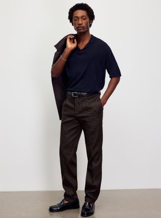 Profuomo Mens Cotton-linen pleated pant Loose fit