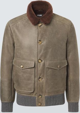 Brunello Cucinelli Shearling-lined leather blouson jacket
