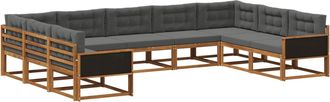 vidaXL Conjunto De Sof&aacute;s De Exterior 9 Uds. Natural Y Antracita Vidaxl