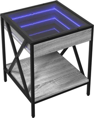 vidaXL Vidaxl - Mesa de centro con Infinity led gris Sonoma 40x40x49 cm