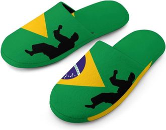 Generic Brazil Jiu-Jitsu Brazilian Flag Mens House Slippers Slip Indoor Slipper On Shoes Warm Outdoor