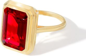 Tiramisu 14K Gold Plated Over 925 Sterling Silver Lab Created Ruby Regal Ember Ring