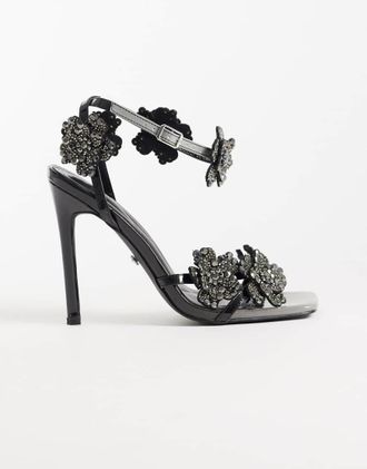 Azalea Wang Azalea Wang sandali con tacco alto Anastasia con fiori decorati neri-Nero