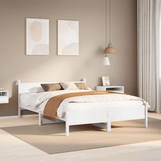 Berkfield Home Bed Frame without Mattress White 120x200 cm Solid Wood Pine | Size: Small Double