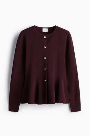 H&M Cardigan mit Peplum - Weinrot