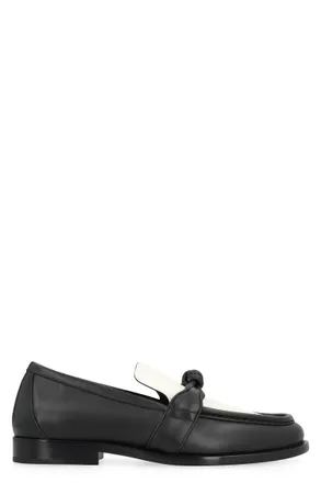 Bottega Veneta BlackWhite Solid Loafers