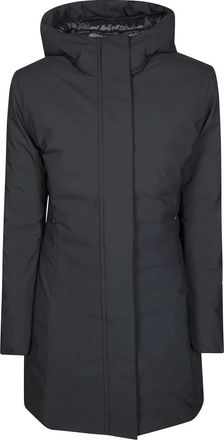 Save The Duck Jassen, Dames, Zwart, M, Geknoopte Jas met Capuchon