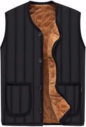 Generic Mens Fleece Lined Gilets | Sleeveless Jacket Vest Thermal Waistcoat Winter Warm Gilet Windproof Body Warmers Outerwear Vest Stand Collar Padded Outdoo