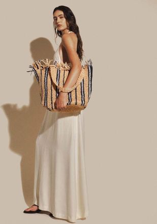 Asos Vestito lungo in raso color avorio con scollo a vogatore-Bianco