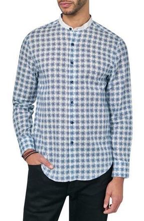 Brooklyn Brigade Jett Long Sleeve Plaid Mandarin Collar Shirt in Blue at Nordstrom Rack, Size Xx-Large