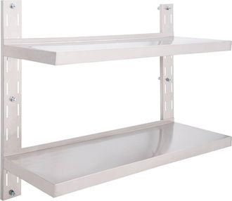 vidaXL Estanter&iacute;a Pared Flotante 2 Niveles Acero Inoxidable 100x30 Cm Vidaxl