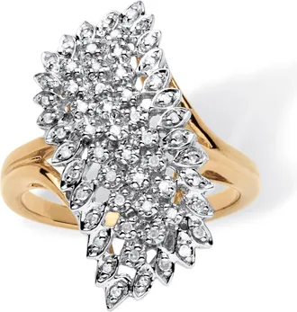 Palm Beach Jewelry 1/9 TCW Round Pave Diamond Cluster Ring in 18k Gold-plated