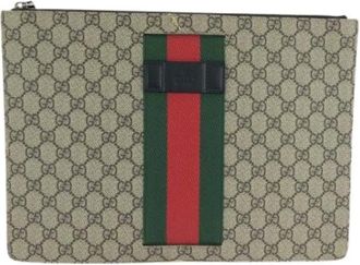 Gucci Pre-owned Clutches, male, Multicolor, Size: ONE SIZE Pre-owned GG Supreme Canvas Clutch Bag