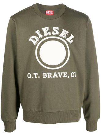 Diesel Sweater met logoprint - Groen