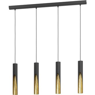 Eglo Eglo - Lampadario a Sospensione Moderno Barbotto Acciaio Nero Oro 4 Luci Gu10 4,5W