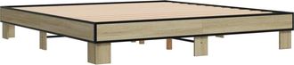 vidaXL Estructura Cama Madera Ingenier&iacute;a Metal Roble Sonoma 160x200 Cm Vidaxl