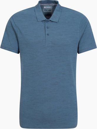 Mountain Warehouse Mens Mountain Warehouse Mens Dawnay Textured Pique Polo Shirt - Blue - Size: 40