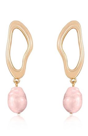 Ettika Freshwater Pearl Drop Earrings in Pink at Nordstrom