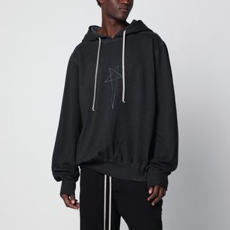 Rick Owens Felpa oversize Tower nera slavata in cotone