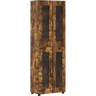 vidaXL Aparador Alto Con Estante Roble Ahumado 60 X 35 X 182 Cm Vidaxl