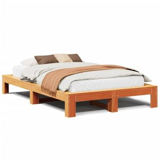 Berkfield Home Bed Frame without Mattress Wax Brown 135x190 cm Double Solid Wood Pine