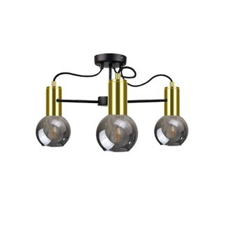 Netlighting Liv Multi Arm Semi Flush Ceiling Light Black Gold 60cm 3x E27