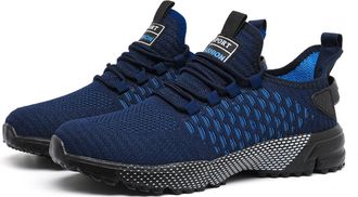 Generic Yellow High-Top Performance Athletic Sneakers - Breathable Mesh, Lightweight Non-Slip Running Shoes for Men & Women (Dark Blue,7.5)