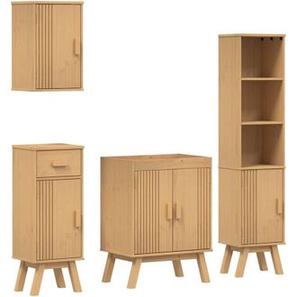 vidaXL Vidaxl - Conjunto De Muebles De Ba&ntilde;o 4 Pcs Marr&oacute;n 114 X 43 X 73.5 Cm