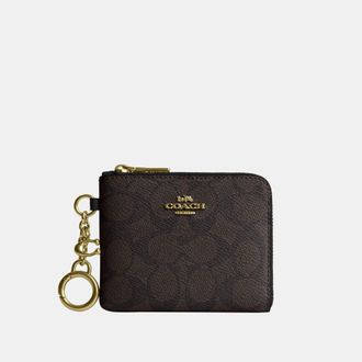 Coach Womens Small Corner Zip Wallet In Signature Canvas - Beige - One Size