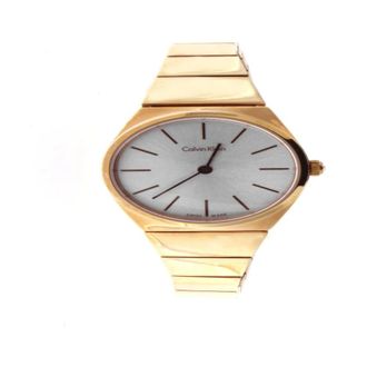 Calvin Klein Quartz Horloge met Zilveren Wijzerplaat en Ros&eacute;gouden Band - Dames - Horloges - Geel - ONE Size - Accessoires