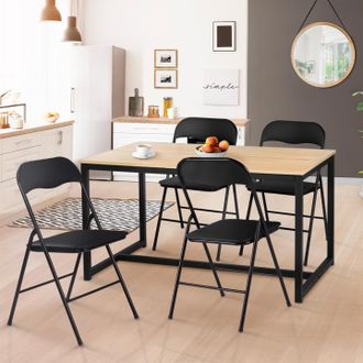 IDMarket Juego De 4 Sillas Plegables De Pu Kity Negras