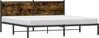 vidaXL Metal Bed Frame without Mattress Smoked Oak 200x200 cm Vidaxl