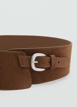 Mango Cintura larga pelle crosta di cuoio marrone - Donna - S - MANGO