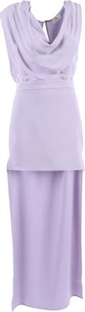Elisabetta Franchi Party Dresses, female, Purple, Size: M Dress in Viscose Georgette and Crepe with Train