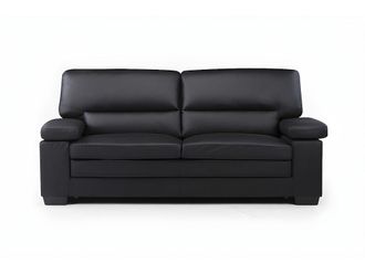 VENTE-UNIQUE.COM Sof&aacute; fijo piel 3 plazas negro 210x89cm
