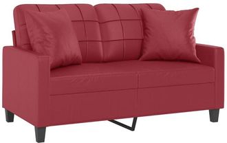 vidaXL Sofá de 2 plazas con cojines cuero sintético rojo tinto 120 cm Vidaxl