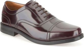 Clarks Mens Smart Beeston Cap Leather Shoes In Ox-Blood Wide Fit Size 7.5