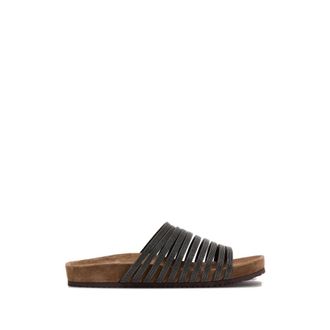 Brunello Cucinelli Brunello Cucinelli, Sliders, female, Black, Size: 11 US Suede Slides