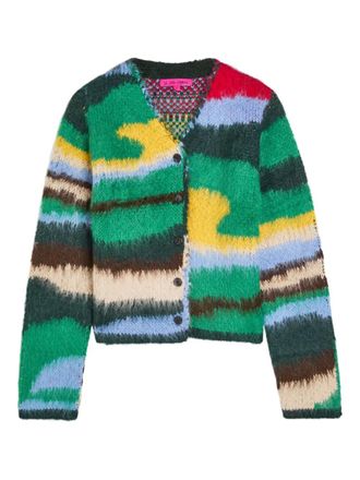 The Elder Statesman jacquard V-neck cardigan - Green